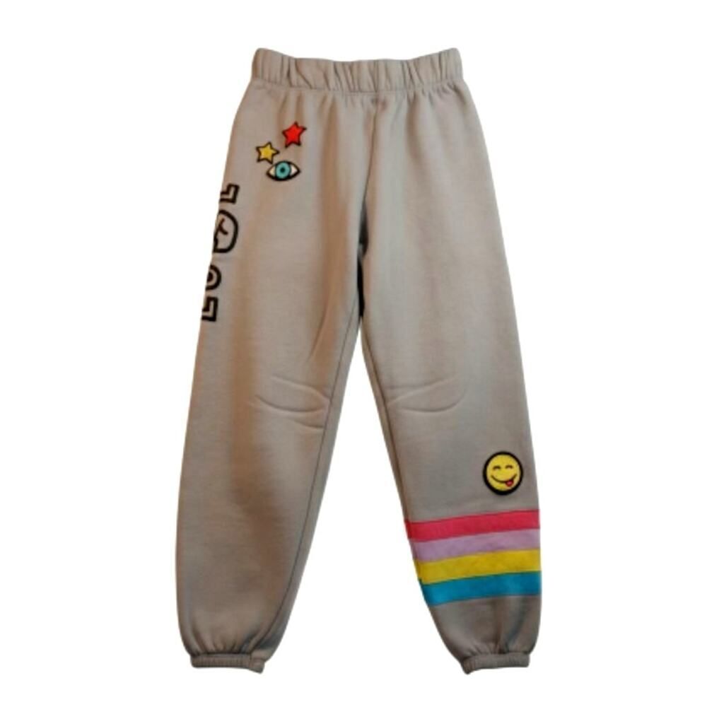 Sugar & Jade Girls Gray Peace Print Sweatpants - Size Small